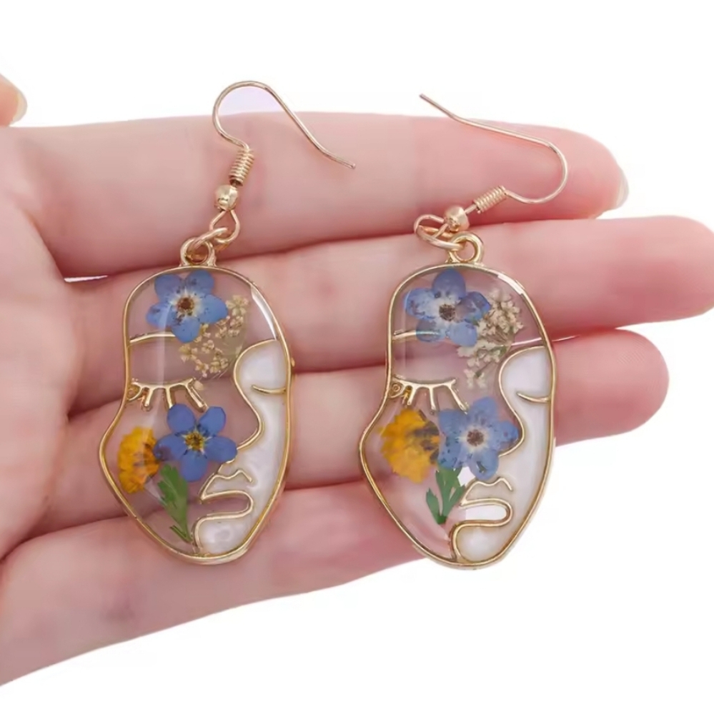 Floral Face Line Art Earrings
